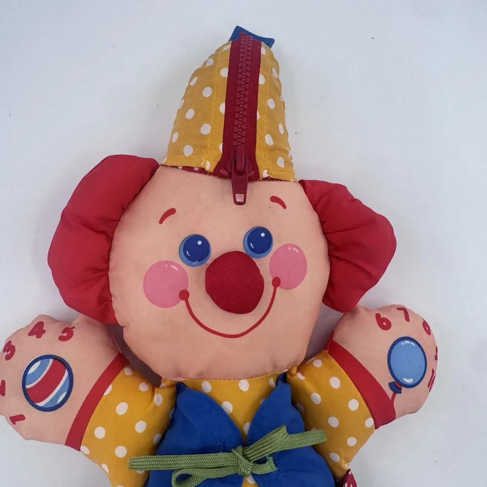 Fisher Price Kiddicraft Vintage 1990 Learning Clown Count Tie Snap Zip Button